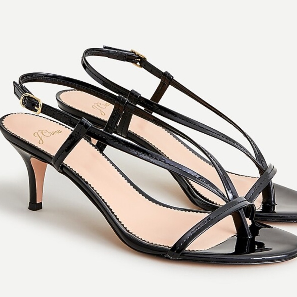 J. Crew Black Slingback Sandals in Patent Leather Size 8.5 Women